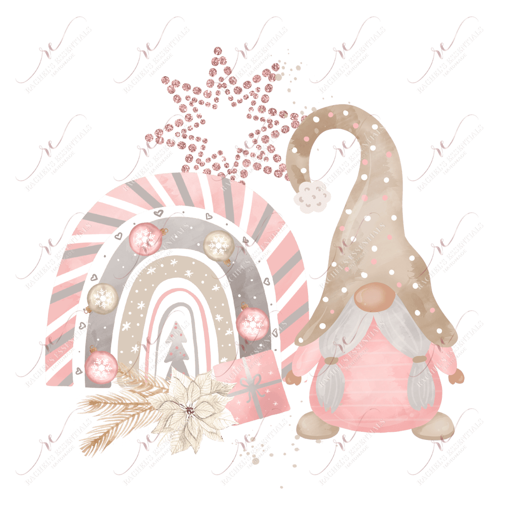 Christmas Gnome Rainbow Pastel - Clear Cast Decal