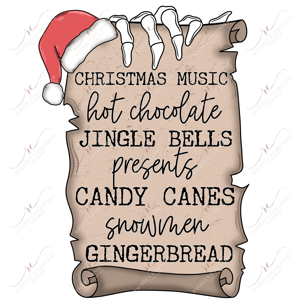 Christmas List - Ready To Press Sublimation Transfer Print Sublimation