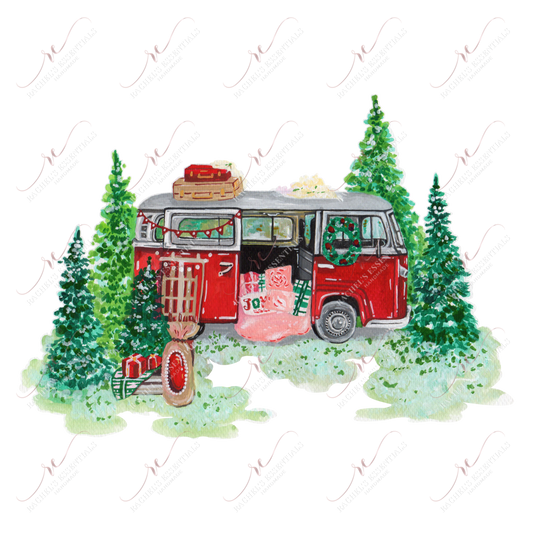 Christmas Old Bus Scene - Ready To Press Sublimation Transfer Print Sublimation
