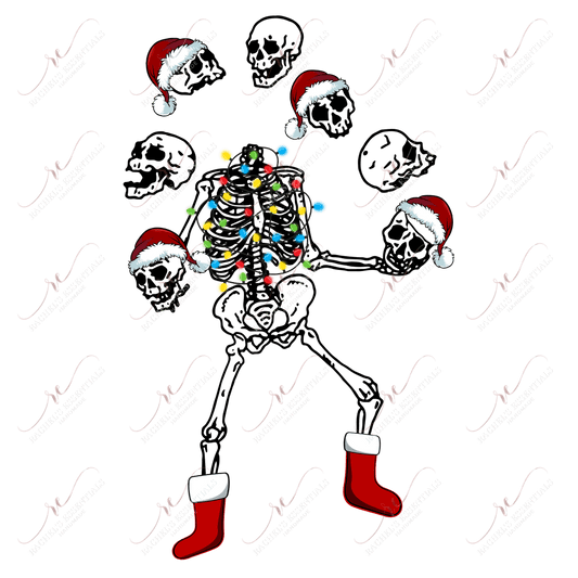 Christmas Skeleton Juggling Skulls - Ready To Press Sublimation Transfer Print Sublimation