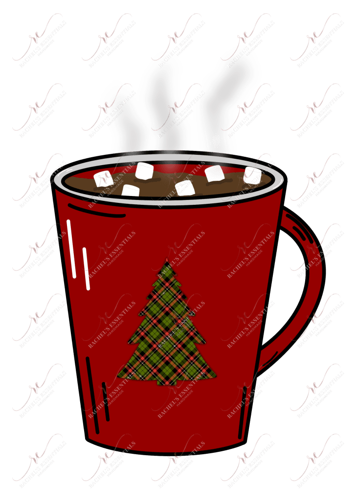 Christmas Tree Hot Cocoa Coffee Cup - Ready To Press Sublimation Transfer Print Sublimation