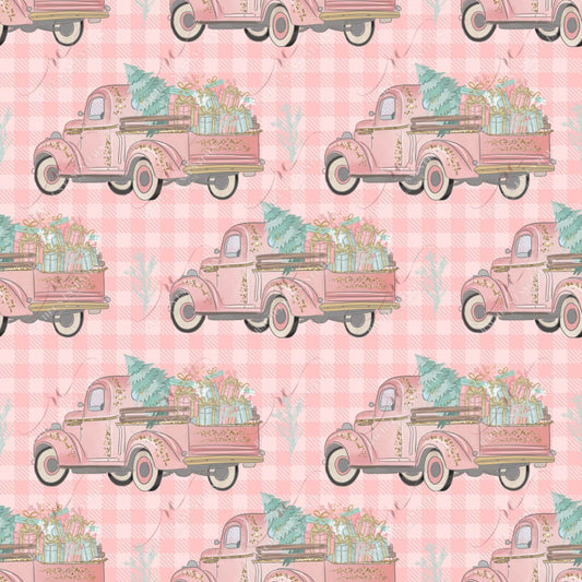 Christmas Truck Pink Plaid - Ready To Press Sublimation Transfer Print Sublimation
