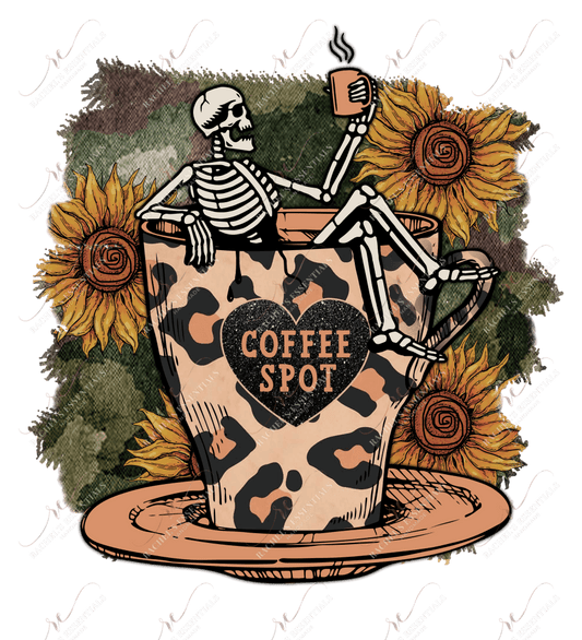 Coffee Spot Skeleton Coffee Cup - Ready To Press Sublimation Transfer Print Sublimation