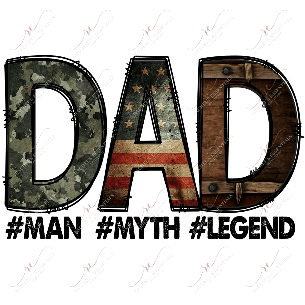 Dad Man Myth Legend - Ready To Press Sublimation Transfer Print Sublimation