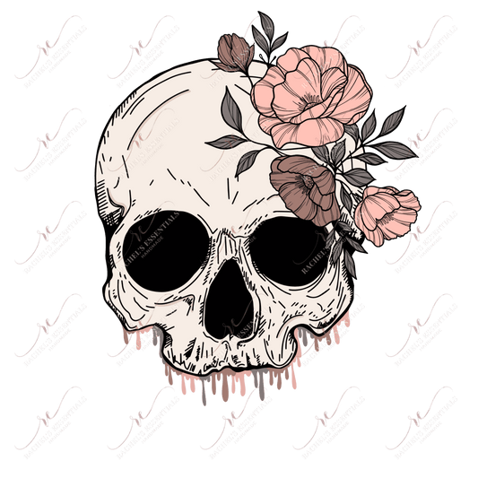 Dripping Skull Flower - Ready To Press Sublimation Transfer Print Sublimation
