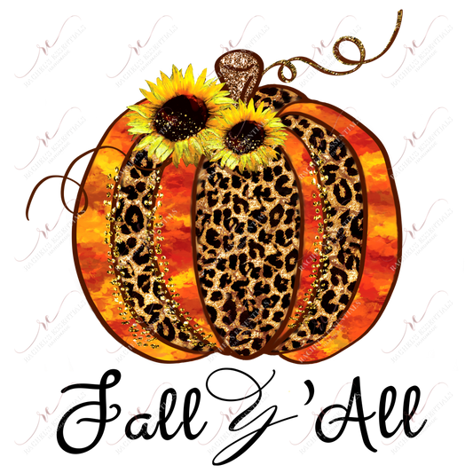 Sublimation 1.99 Fall y’all leopard pumpkin  - ready to press sublimation transfer print freeshipping - Rachel's Essentials