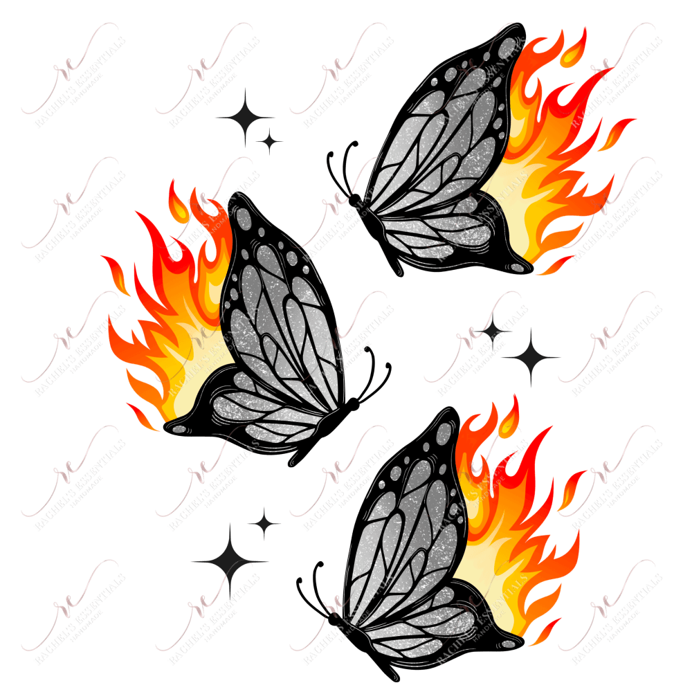 Fire Butterflies - Ready To Press Sublimation Transfer Print Sublimation