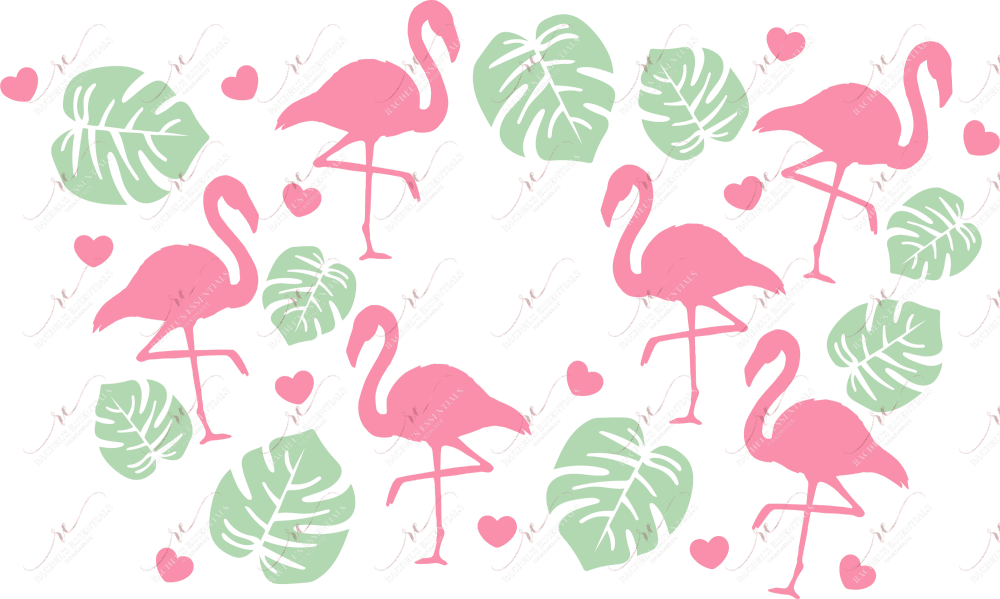 Flamingos And Leaves - Cold Cup Wrap