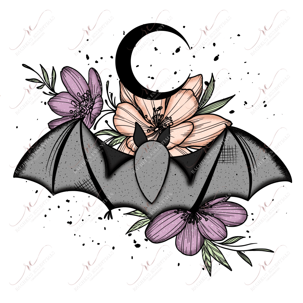 Floral Bat - Ready To Press Sublimation Transfer Print Sublimation