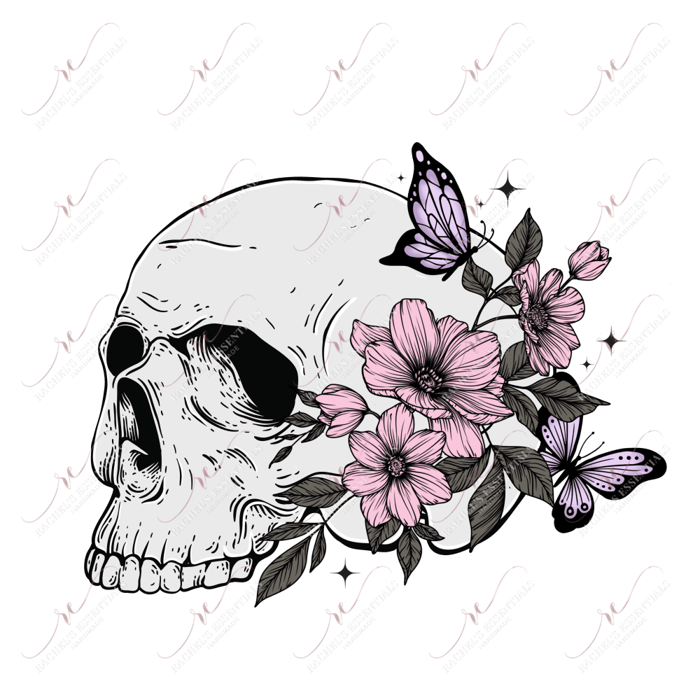Floral Skull - Ready To Press Sublimation Transfer Print Sublimation