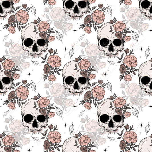 Floral Skulls - Ready To Press Sublimation Transfer Print Sublimation