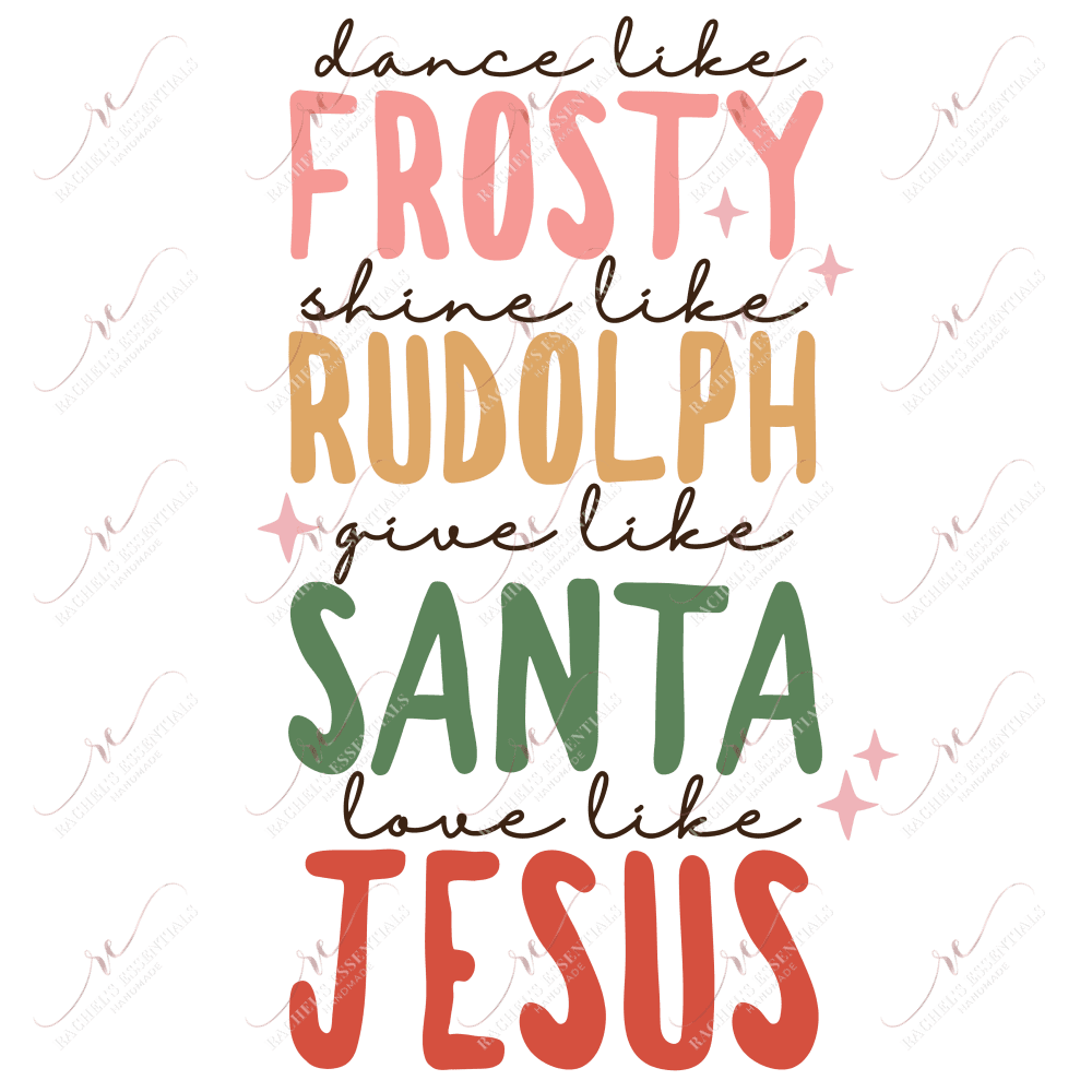 Frosty Rudolph Santa Jesus - Clear Cast Decal