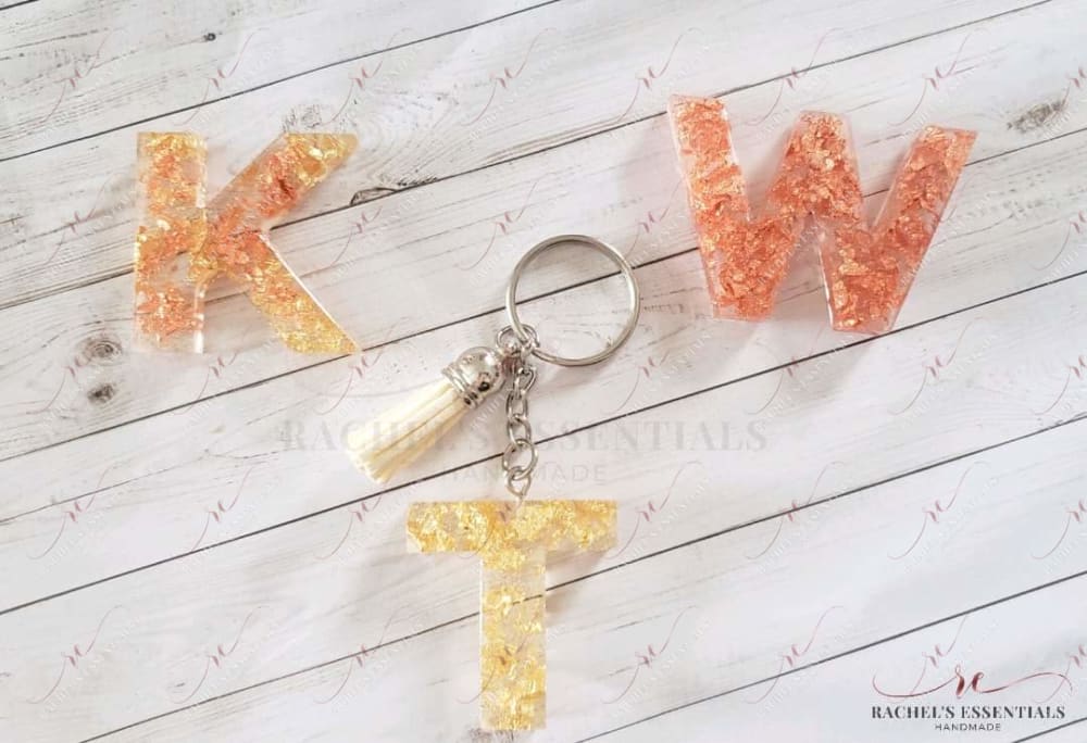keychain 4.99 Gold Flake Letter Keychain freeshipping - Rachel's Essentials
