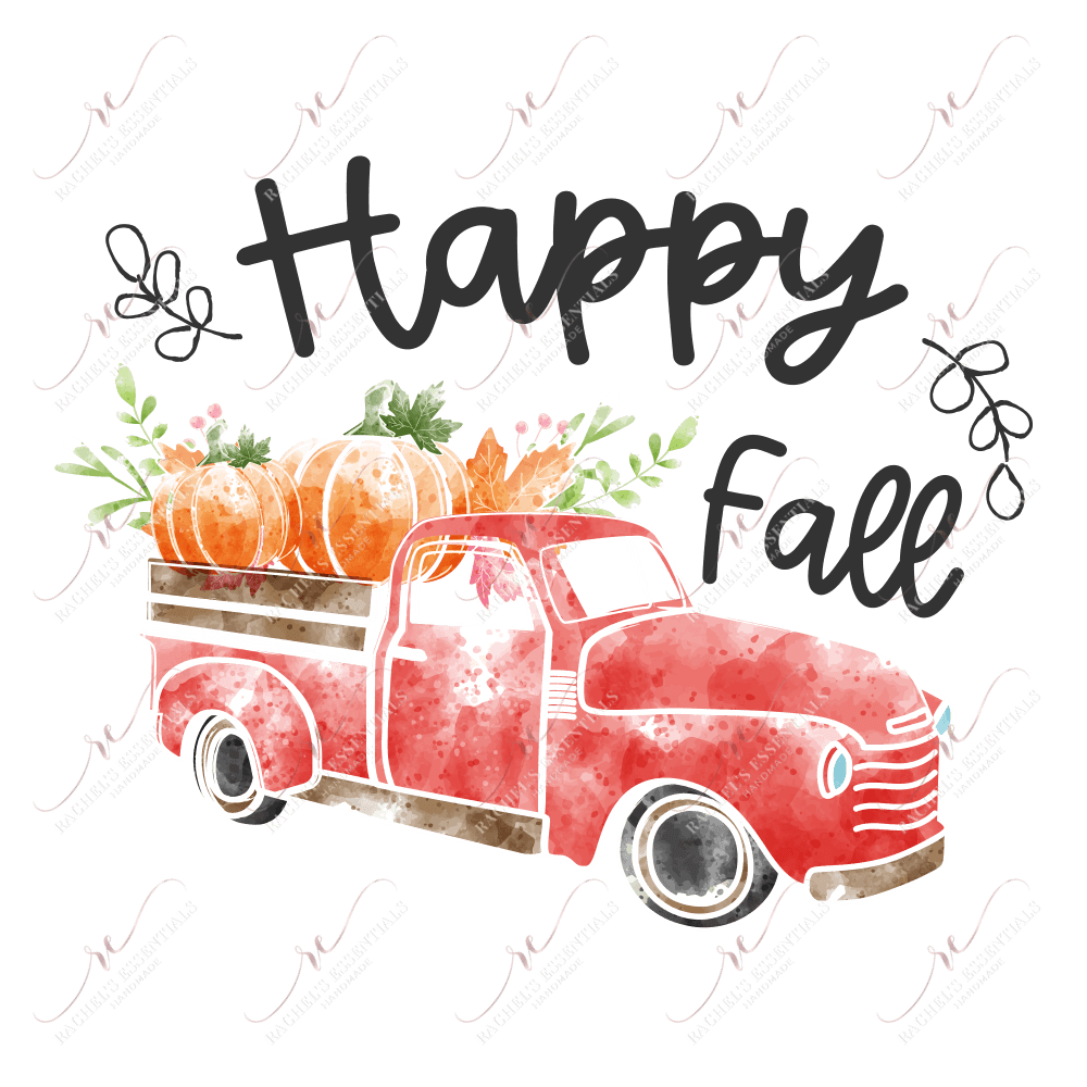Sublimation 1.99 Happy fall red truck  - ready to press sublimation transfer print freeshipping - Rachel's Essentials