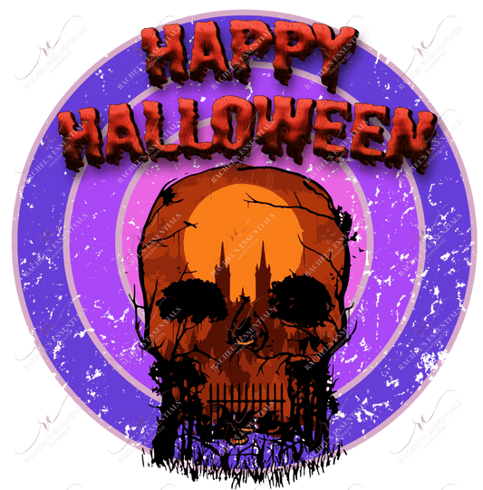 Happy Halloween Skull - Ready To Press Sublimation Transfer Print Sublimation