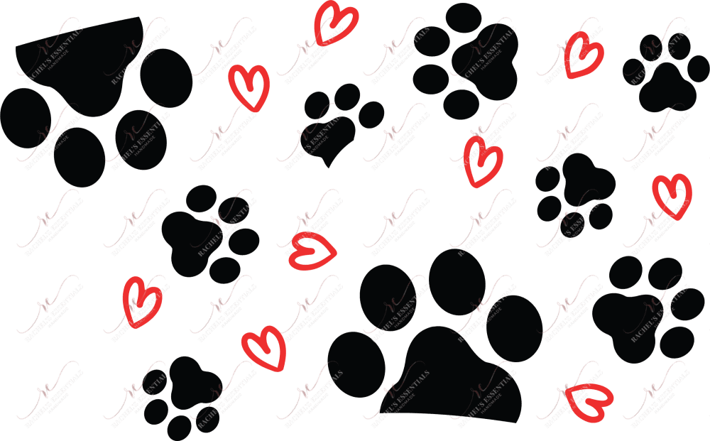 Hearts And Paw Prints - Cold Cup Wrap Cold