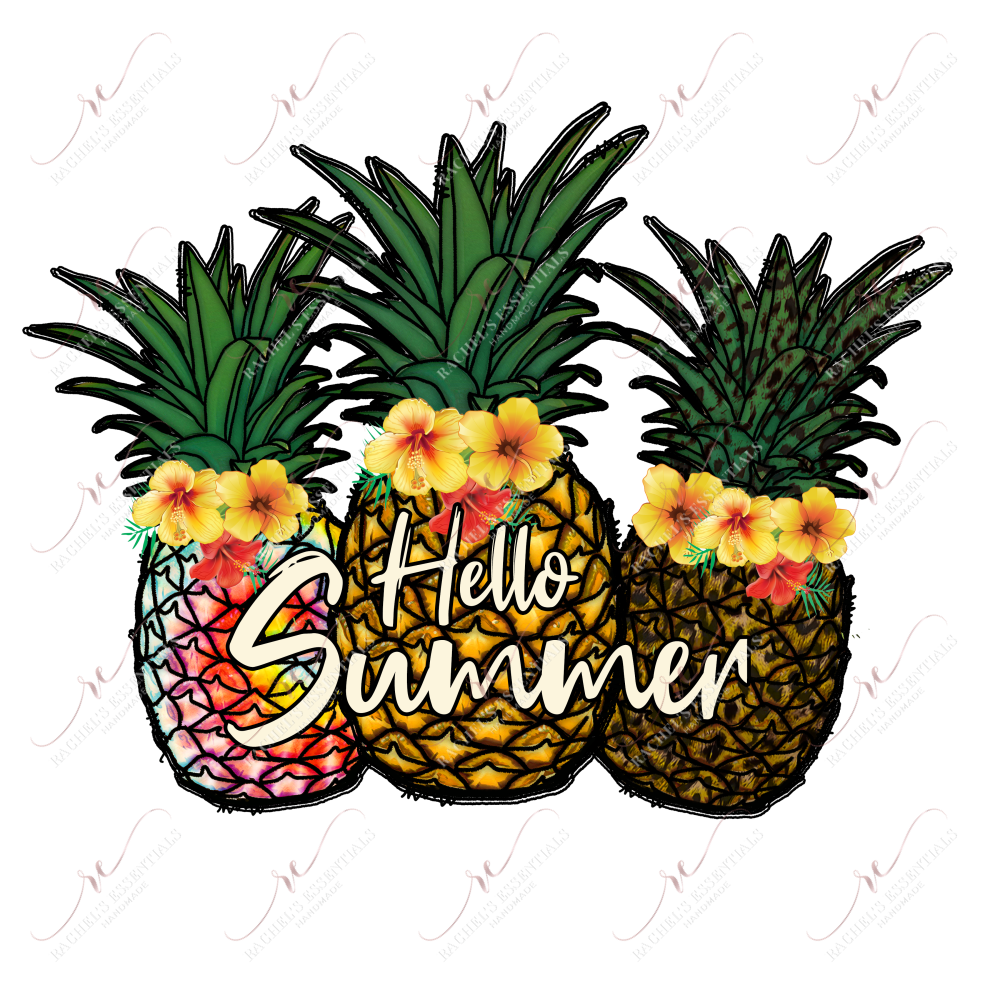 Hello Summer Pineapples - Clear Cast Decal