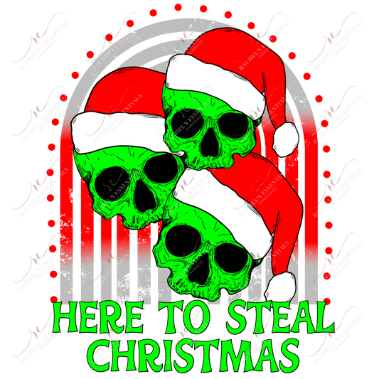 Here To Steal Christmas - Clear Cast Decal