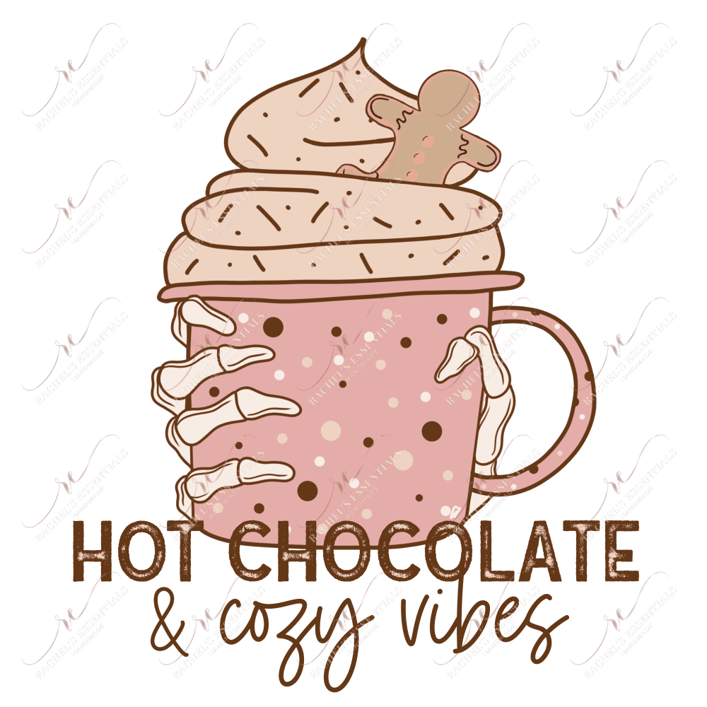 Hot Chocolate And Cozy Vibes- Clear Cast Decal