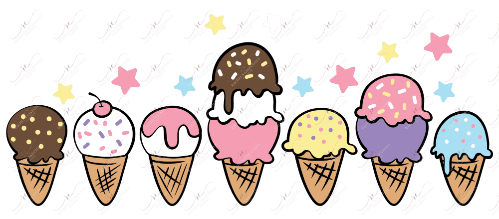 Ice Cream Cones - Ready To Press Sublimation Transfer Print Sublimation