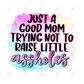 Just A Good Mom Trying Not To Raise Little Assholes - Ready Press Sublimation Transfer Print