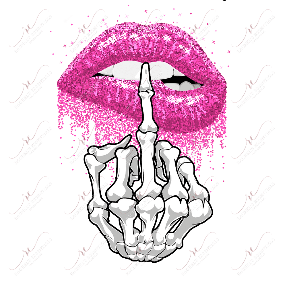 Lips And Skeleton Hand Middle Finger - Ready To Press Sublimation Transfer Print Sublimation