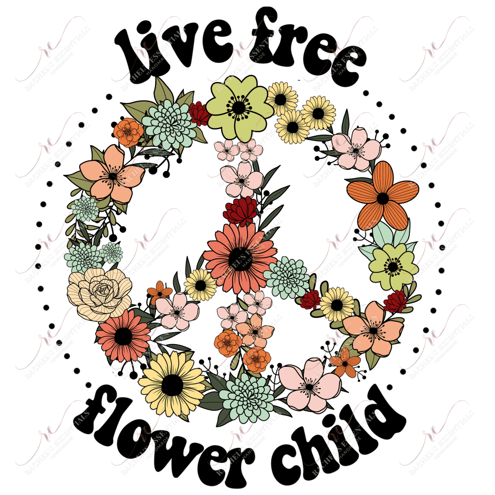 Live Free Flower Child - Clear Cast Decal