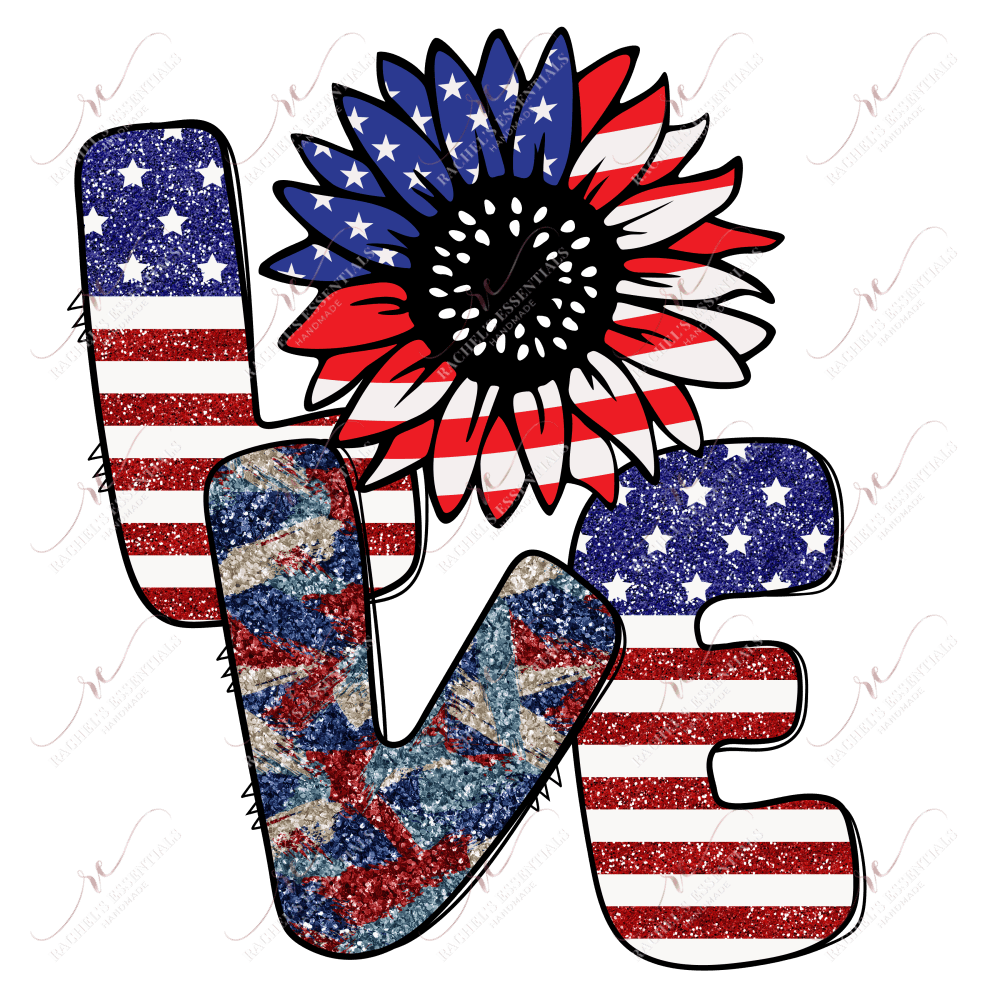 Love Red White Blue - Ready To Press Sublimation Transfer Print Sublimation