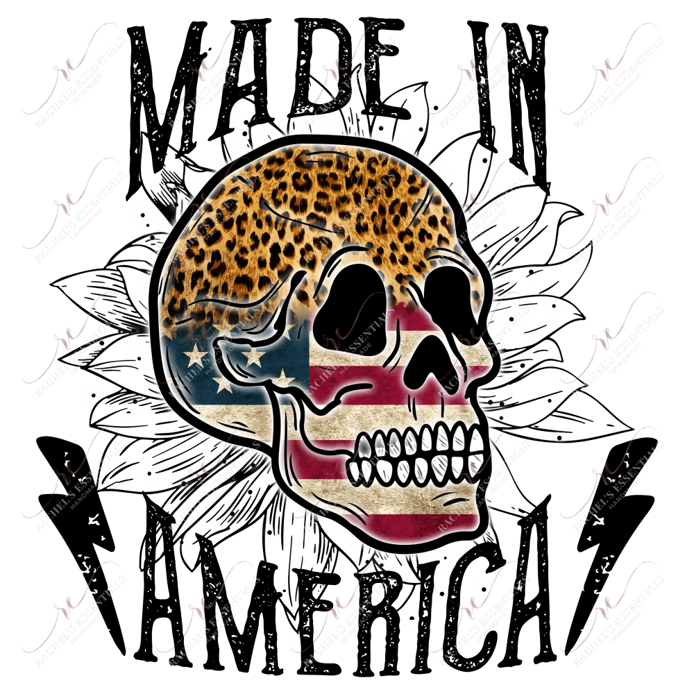 Made In American Skull - Ready To Press Sublimation Transfer Print Sublimation