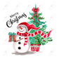 Merry Christmas Tree And Snowman- Ready To Press Sublimation Transfer Print Sublimation
