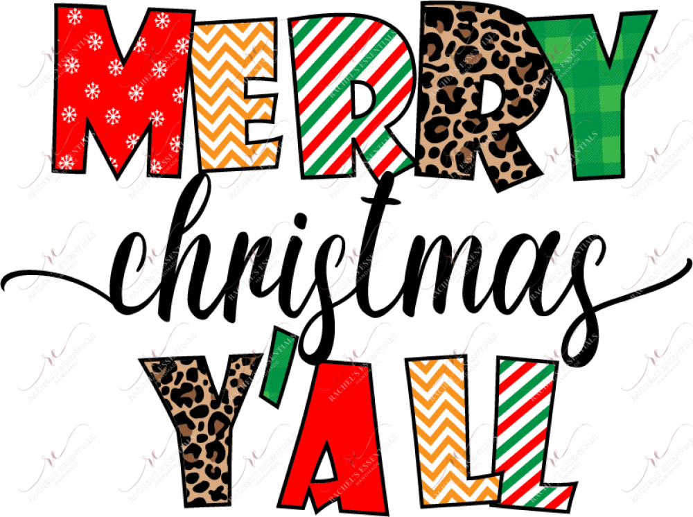 Merry Christmas Yall - Ready To Press Sublimation Transfer Print Sublimation