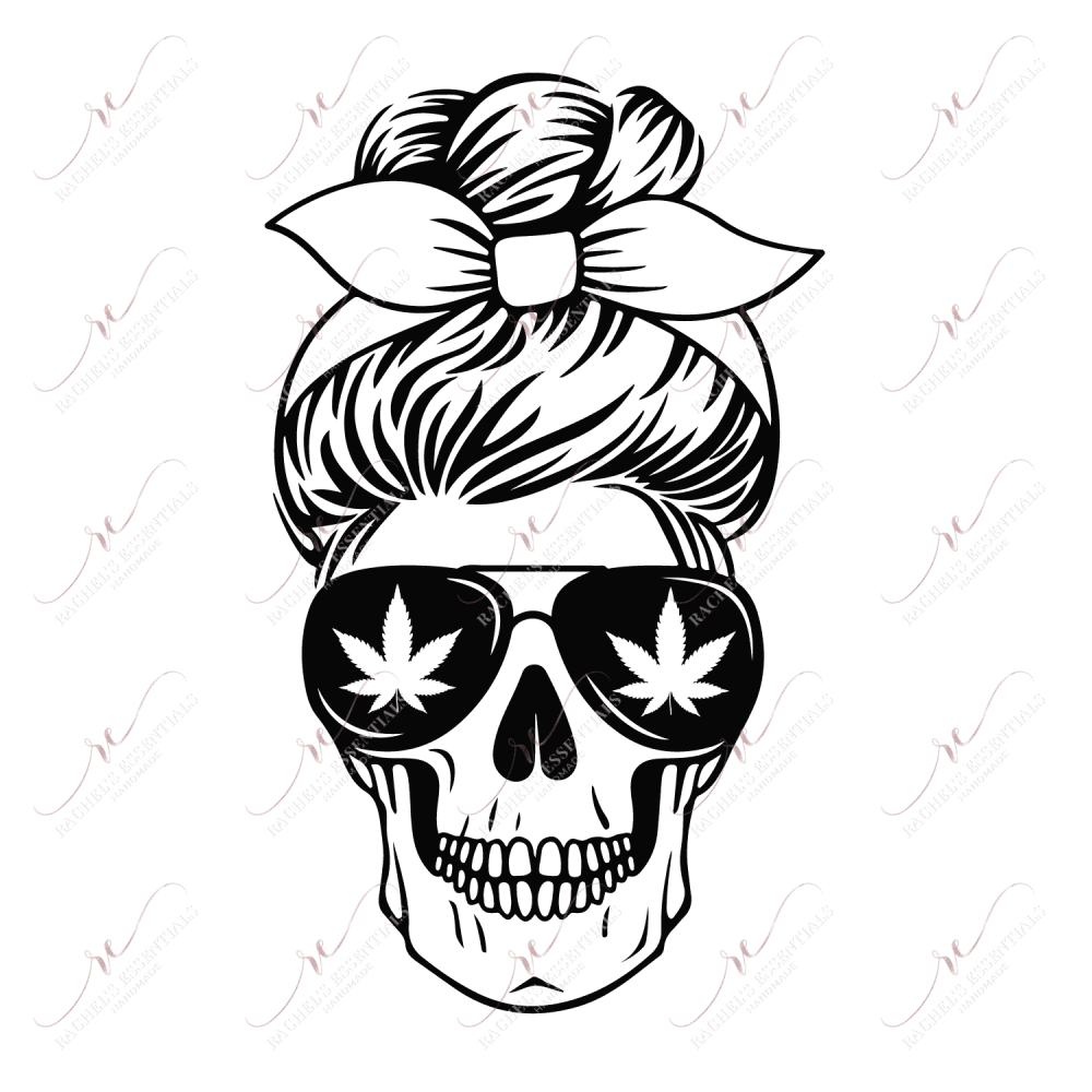 Messy Bun Skull Weed - Ready To Press Sublimation Transfer Print Sublimation