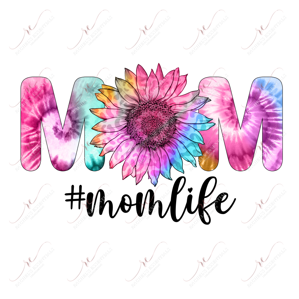 Mom Life Tie Die Flower - Ready To Press Sublimation Transfer Print Sublimation