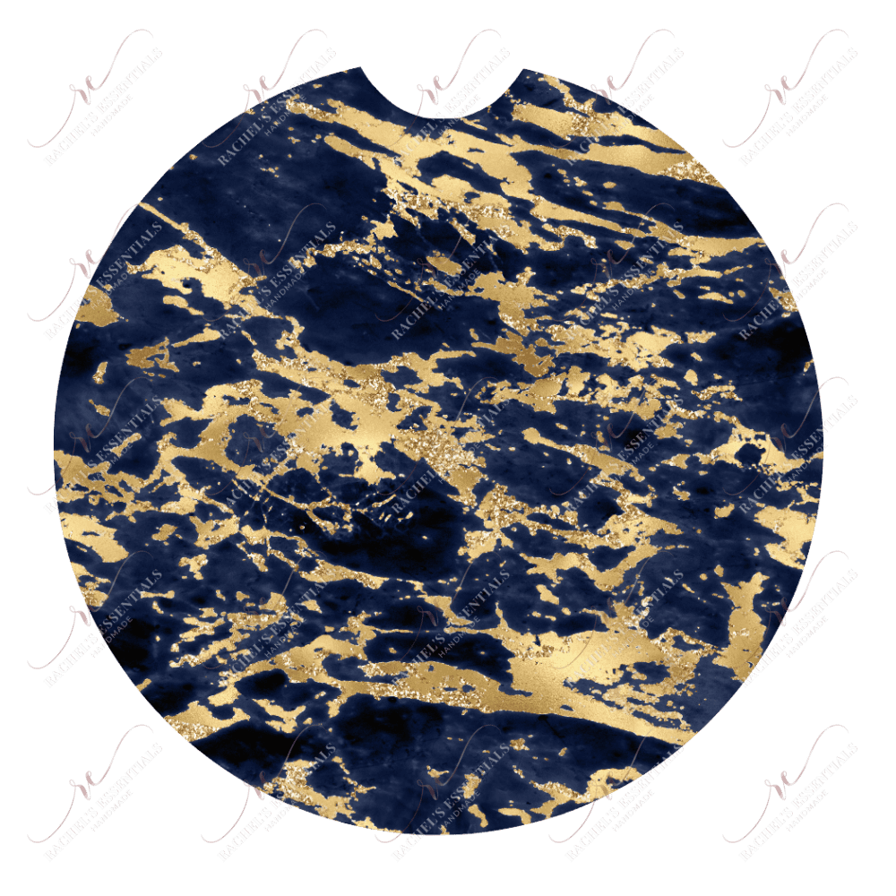 Navy Blue And Gold Marble Car Coaster - Ready To Press Sublimation Transfer Print Sublimation