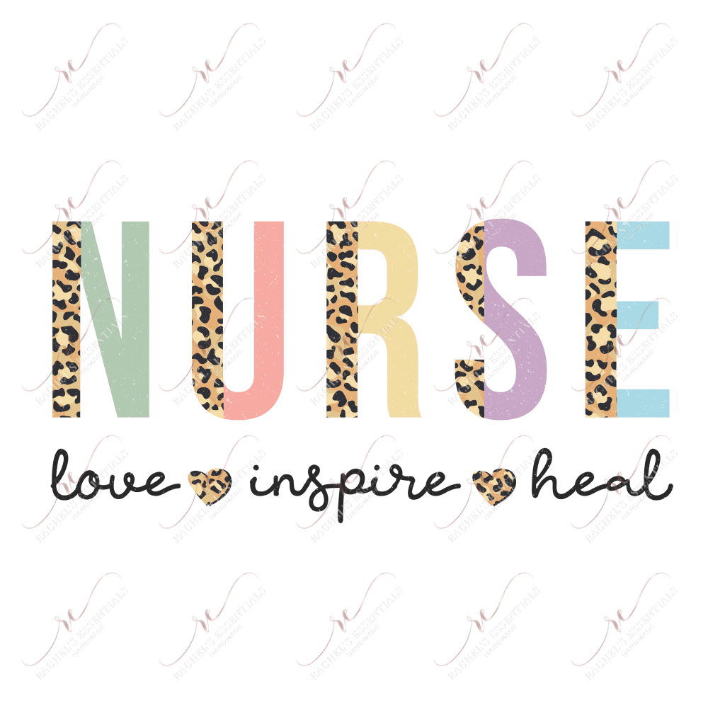 Nurse Love Inspire Heal Colorful Leopard - Ready To Press Sublimation Transfer Print Sublimation