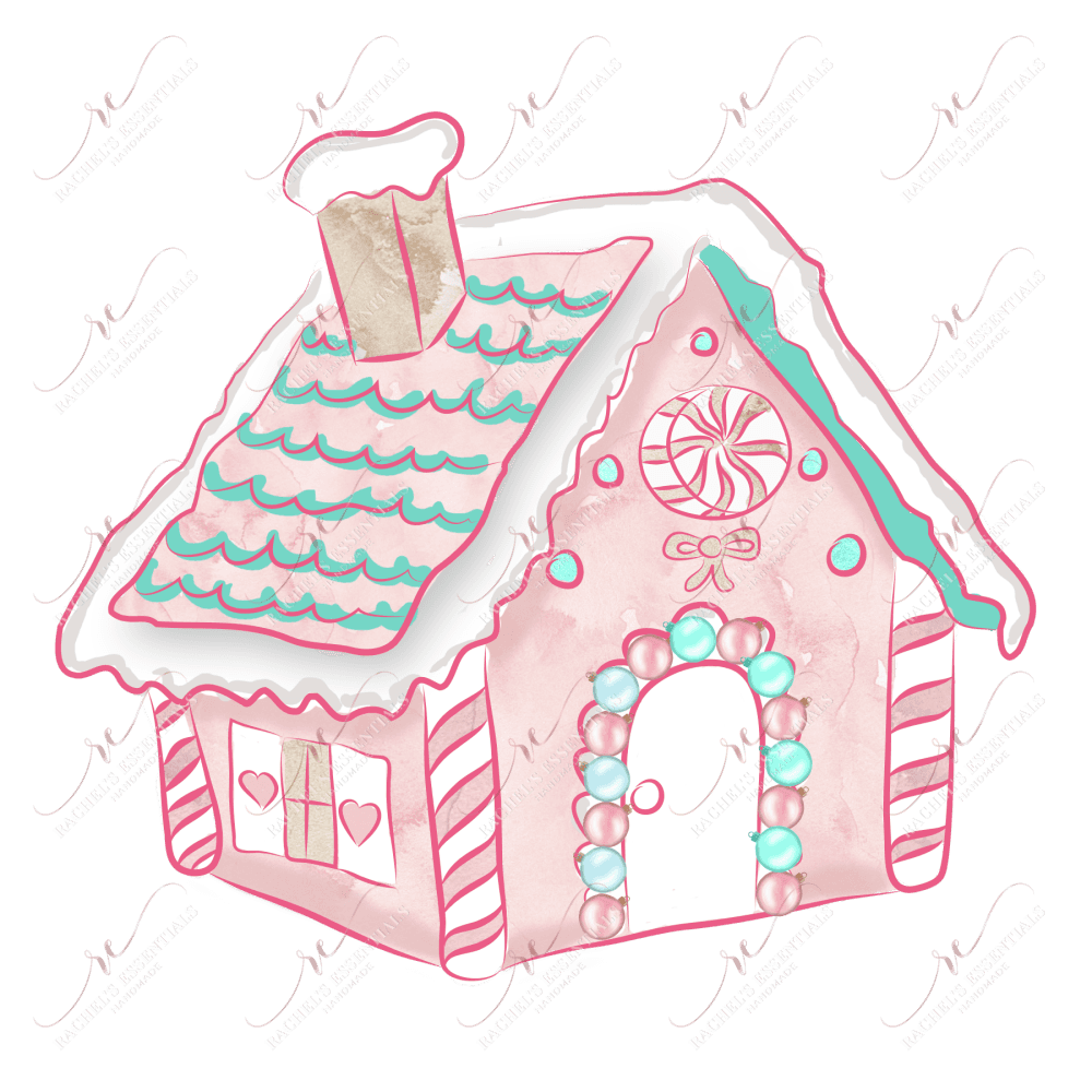 Pastel Gingerbread House - Ready To Press Sublimation Transfer Print Sublimation