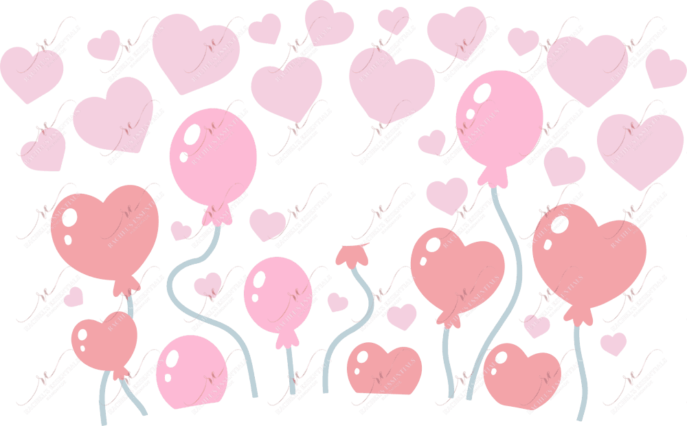 Pink Heart Balloons - Cold Cup Wrap Cold