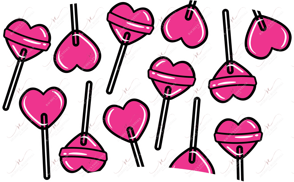 Pink Heart Suckers No Hole - Cold Cup Wrap Cold