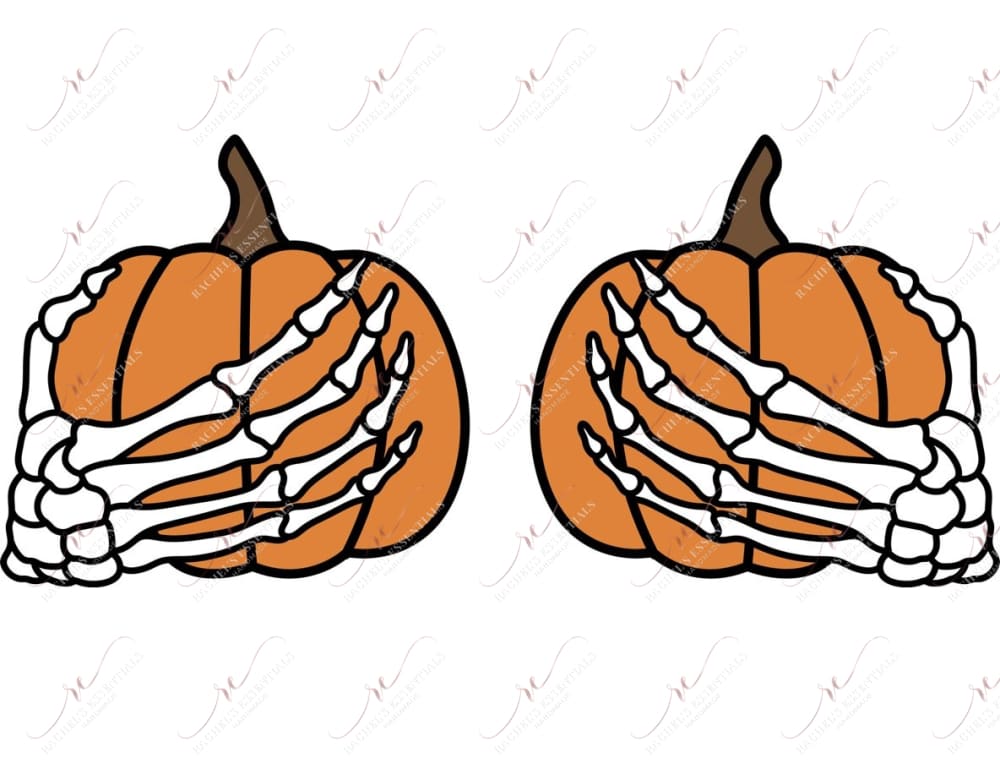 Pumpkin Skeleton Hands - Ready To Press Sublimation Transfer Print Sublimation