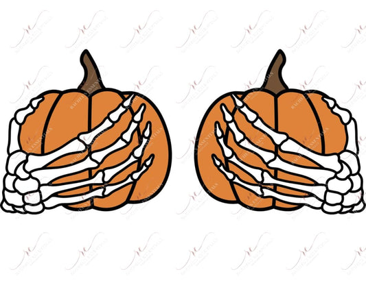 Pumpkin Skeleton Hands - Ready To Press Sublimation Transfer Print Sublimation