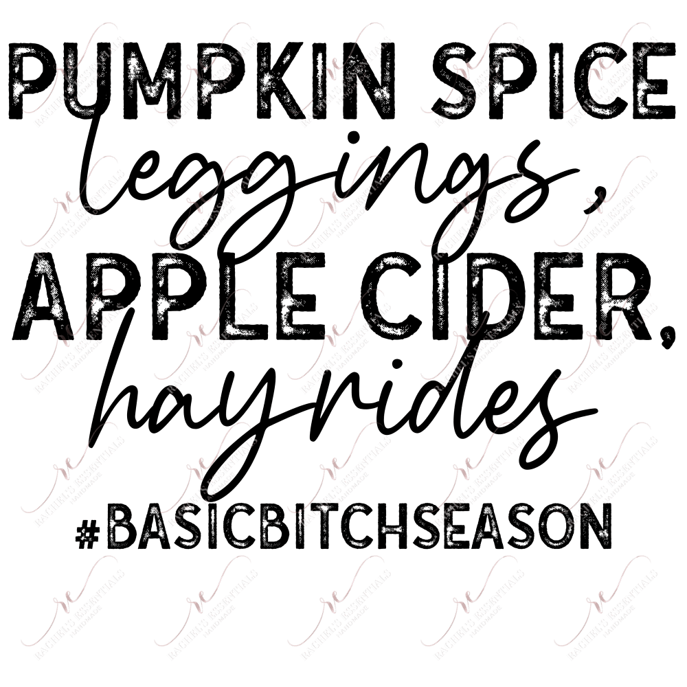 Pumpkin Spice Leggings Apple Cider Hayrides - Clear Cast Decal
