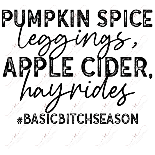 Pumpkin Spice Leggings Apple Cider Hayrides - Clear Cast Decal