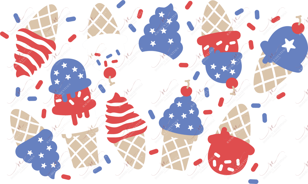 Red White Blue Ice Cream Cones - Cold Cup Wrap