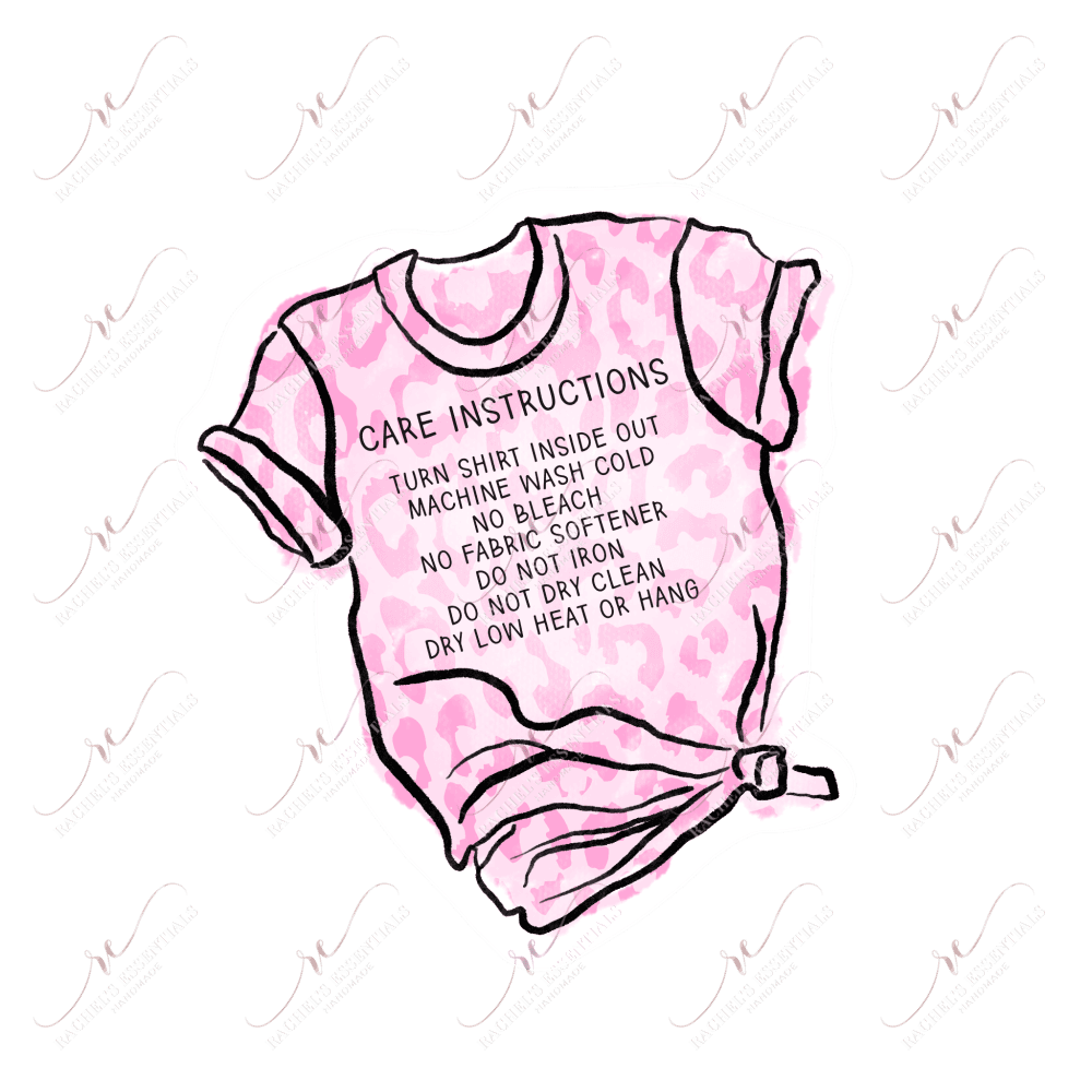 Shirt Care Instructions Pink - Business Sticker Set