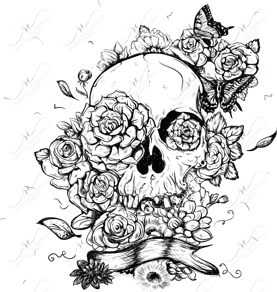 Skeleton And Flowers - Clear Cast Decal