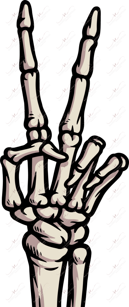 Skeleton Hand Peace Sign 2 - Ready To Press Sublimation Transfer Print Sublimation