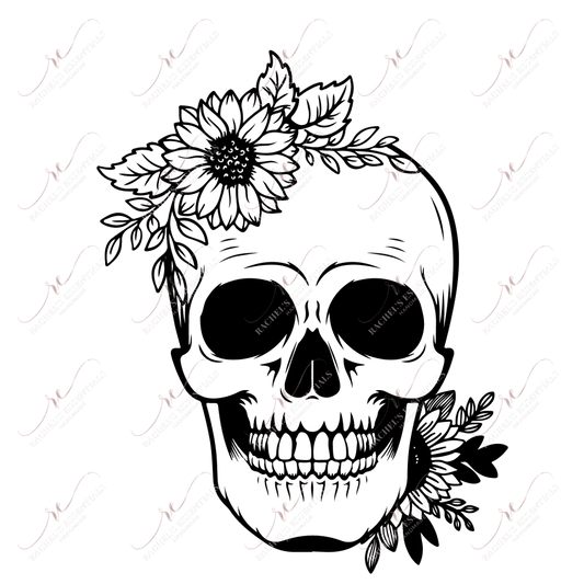 Skull And Flowers - Ready To Press Sublimation Transfer Print Sublimation