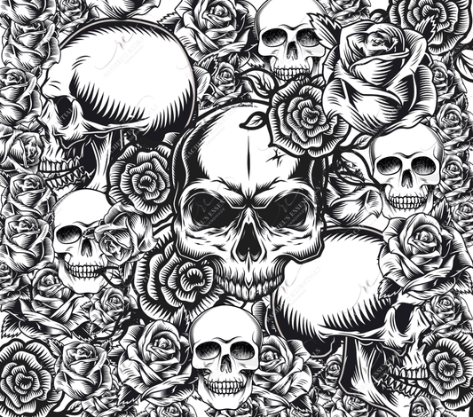 Skull And Flowers - Ready To Press Sublimation Transfer Print Sublimation