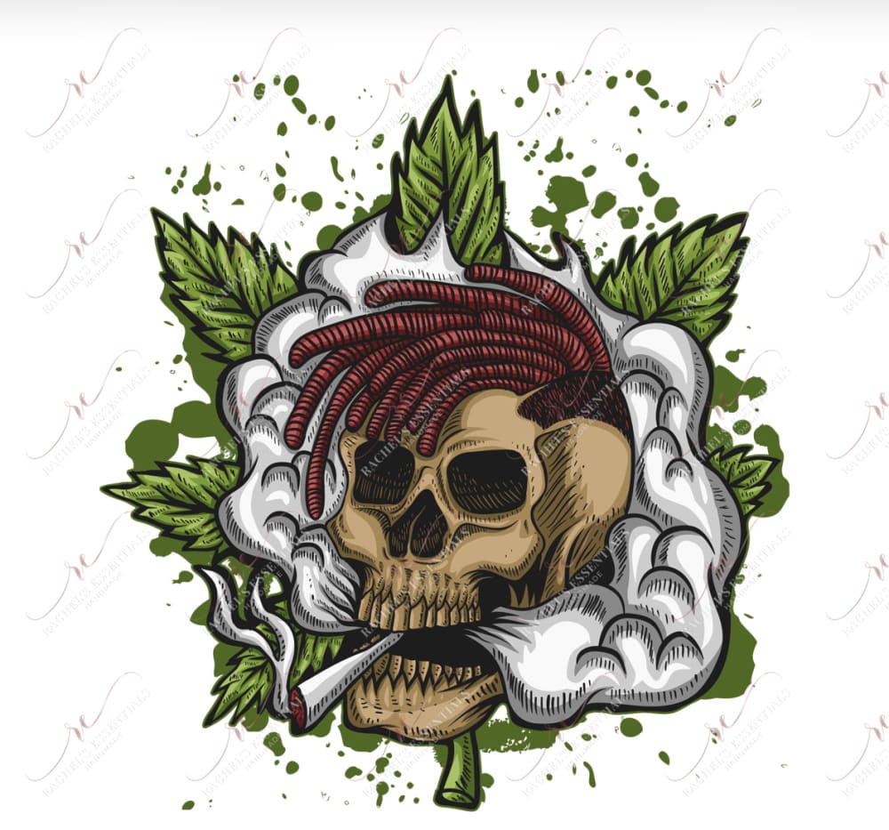 Skull Weed Smoke - Ready To Press Sublimation Transfer Print Sublimation