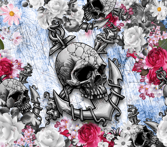 Skulls And Flowers - Ready To Press Sublimation Transfer Print Sublimation